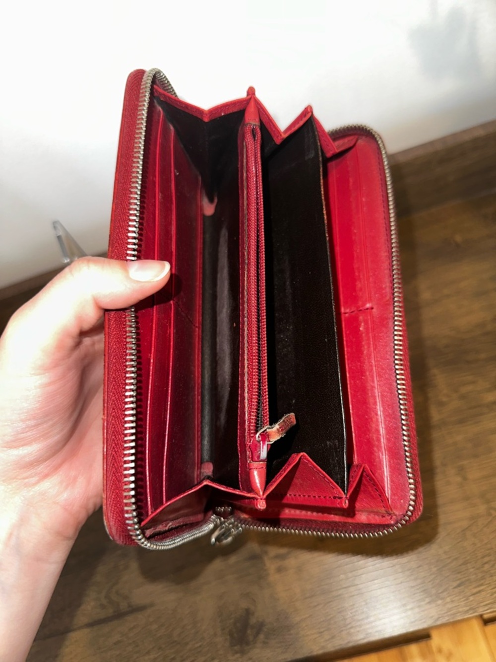 Gucci Red Patent Monogram Long Zip Wallet with Charm - Picture 7 of 8